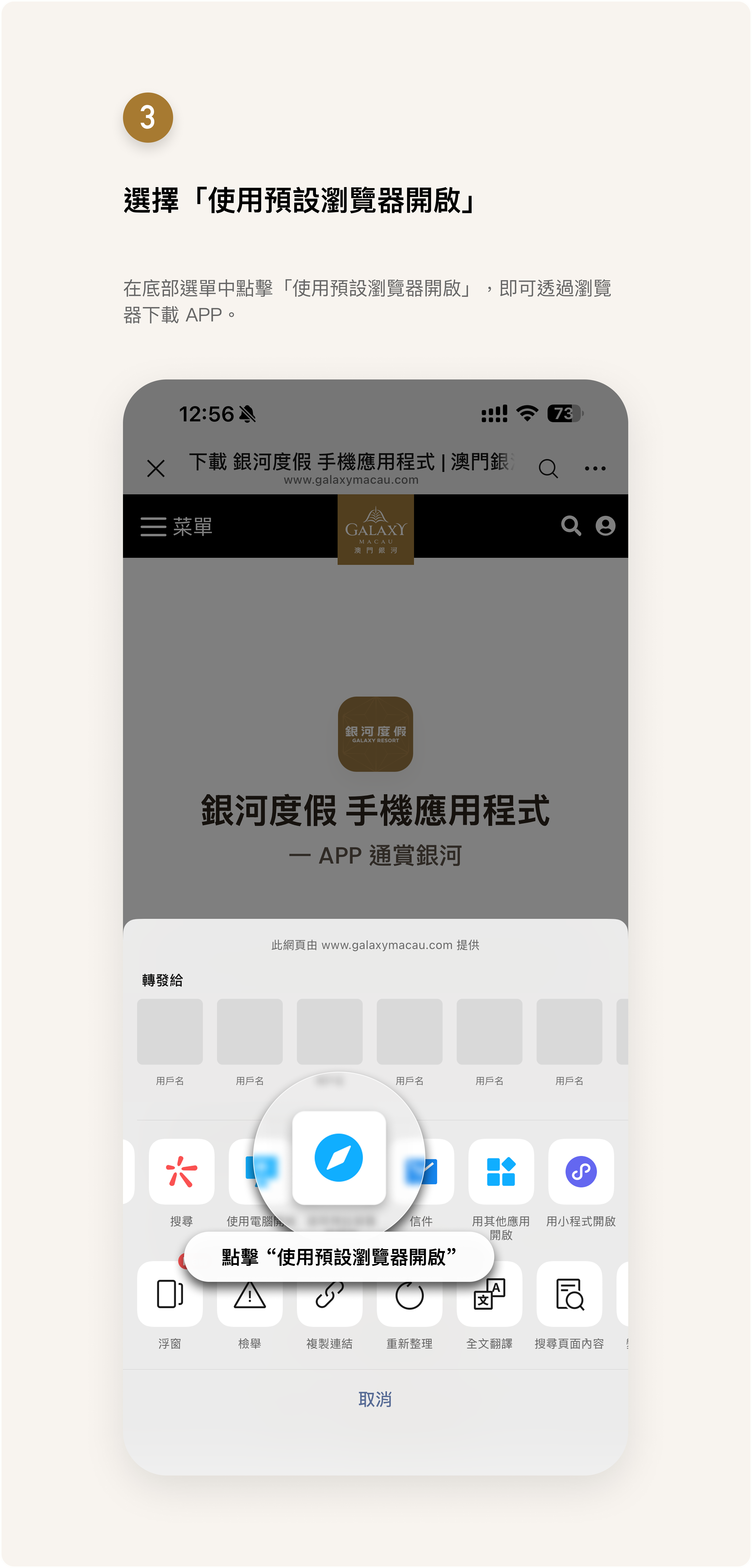 Step 3 - Select Open in Default Browser