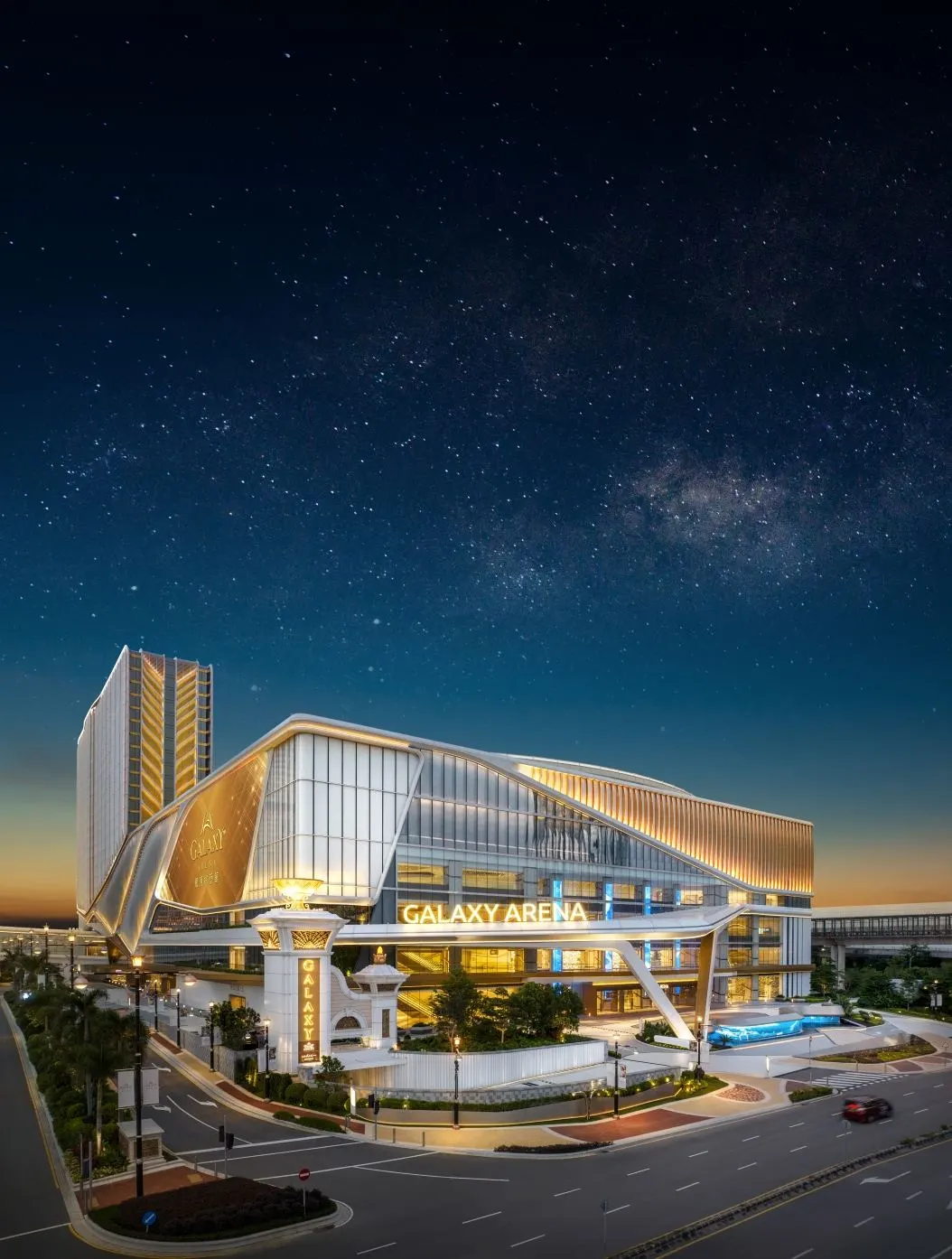 Galaxy Arena at night