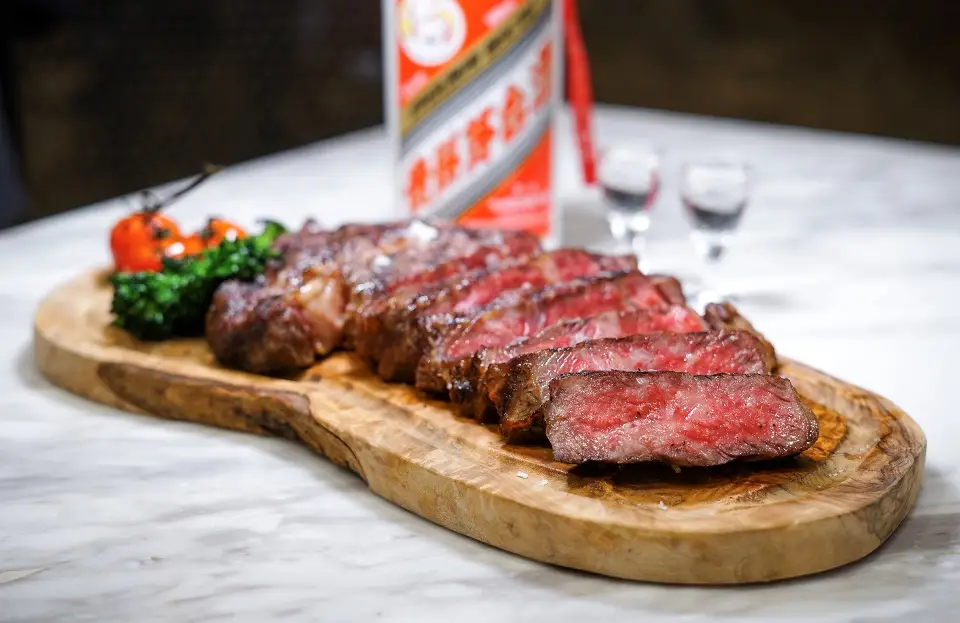 Kagoshima A5 Wagyu Steak Dry Aged with Kweichow Moutai at The Apron